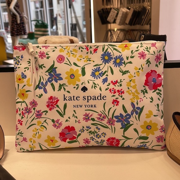 Kate Spade Large Canvas Floral Print Zip Pouch - Picture 7 of 16